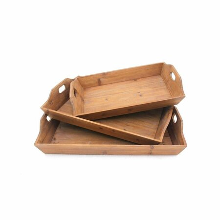 FASTFOOD Country Cottage Wooden Serving Tray Set, Brown - 3 Piece FA3098136